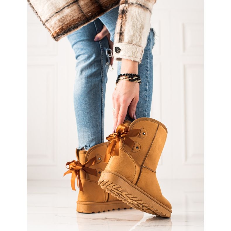 TRENDI Mukluki mit Schleife gelb 2