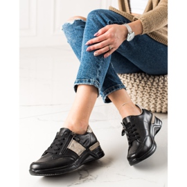 Evento Lederturnschuhe mit dekorativem Reißverschluss beige schwarz 2