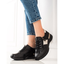 Evento Lederturnschuhe mit dekorativem Reißverschluss beige schwarz 1