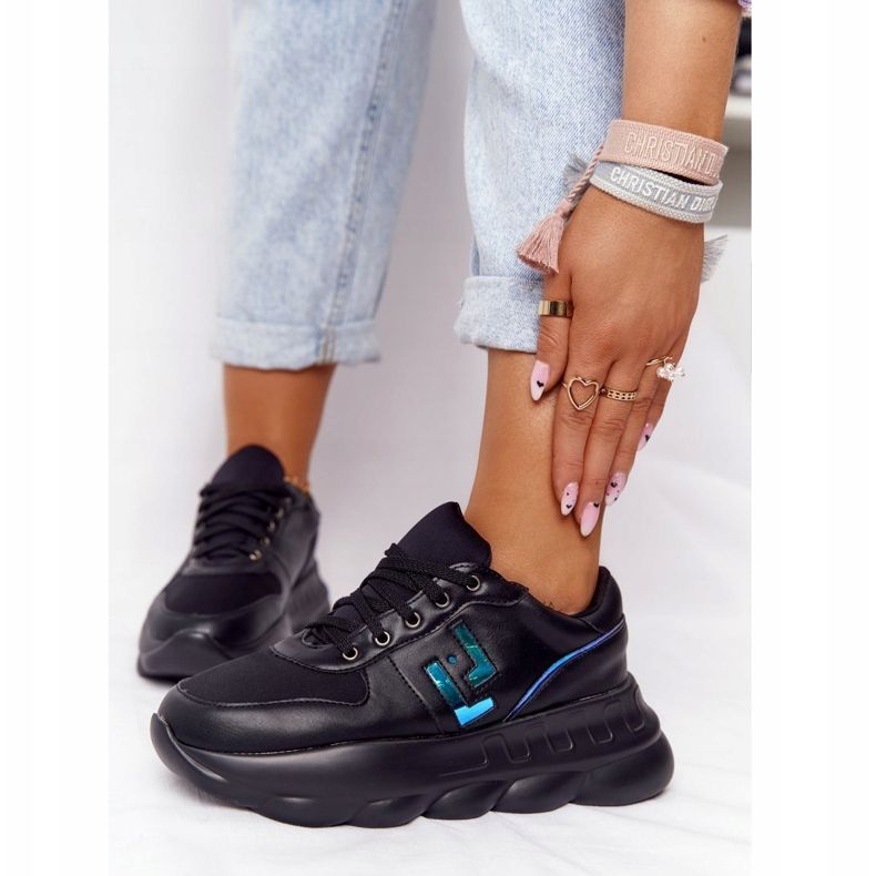 LU BOO Frauen Sportschuhe auf der Plattform schwarz 4