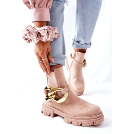 S.Barski Isolierte beige Chelsea -Stiefel der Frauen mit einer Verzierung 2