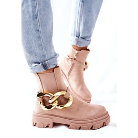 S.Barski Isolierte beige Chelsea -Stiefel der Frauen mit einer Verzierung 4