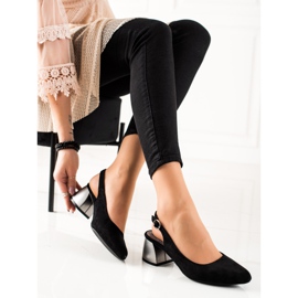 M.Daszyński Pumps mit entdecktem Absatz schwarz silber- 1