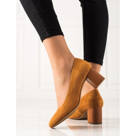 M.Daszyński Kamelpumps braun gelb 2