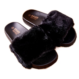 PH1 Geformte Hausschuhe aus Gummi mit schwarzem Emmie-Fell 3