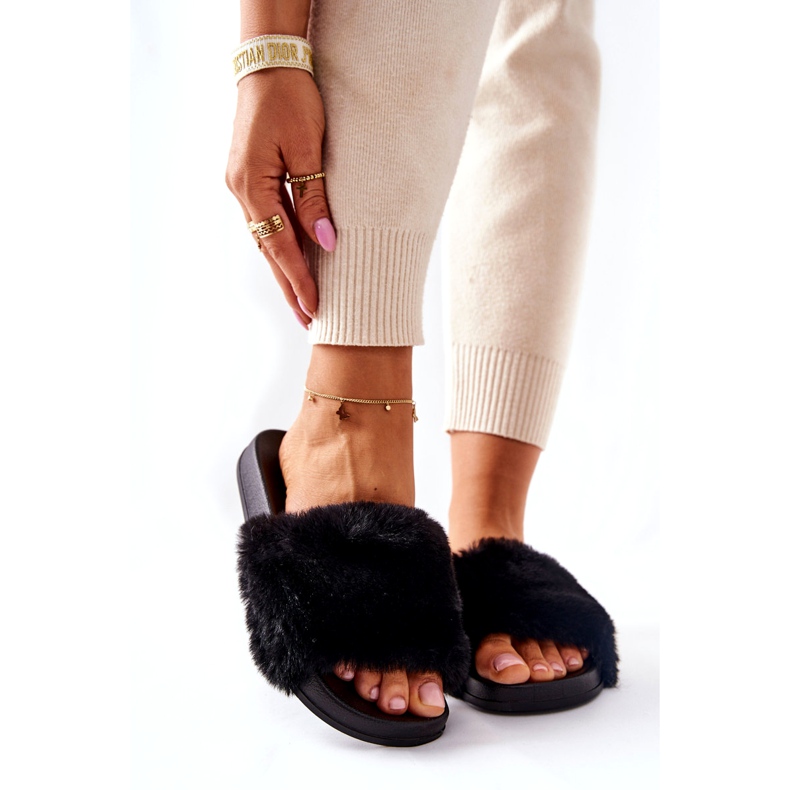 PH1 Geformte Hausschuhe aus Gummi mit schwarzem Emmie-Fell 4