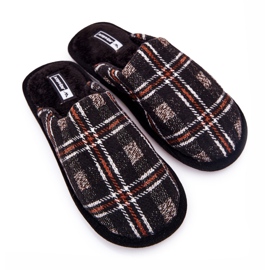 WJ1 Warme, braun karierte Whisper-Slipper für Herren beige 1
