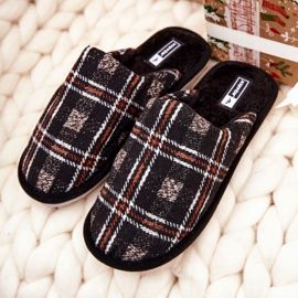 WJ1 Warme, braun karierte Whisper-Slipper für Herren beige 2