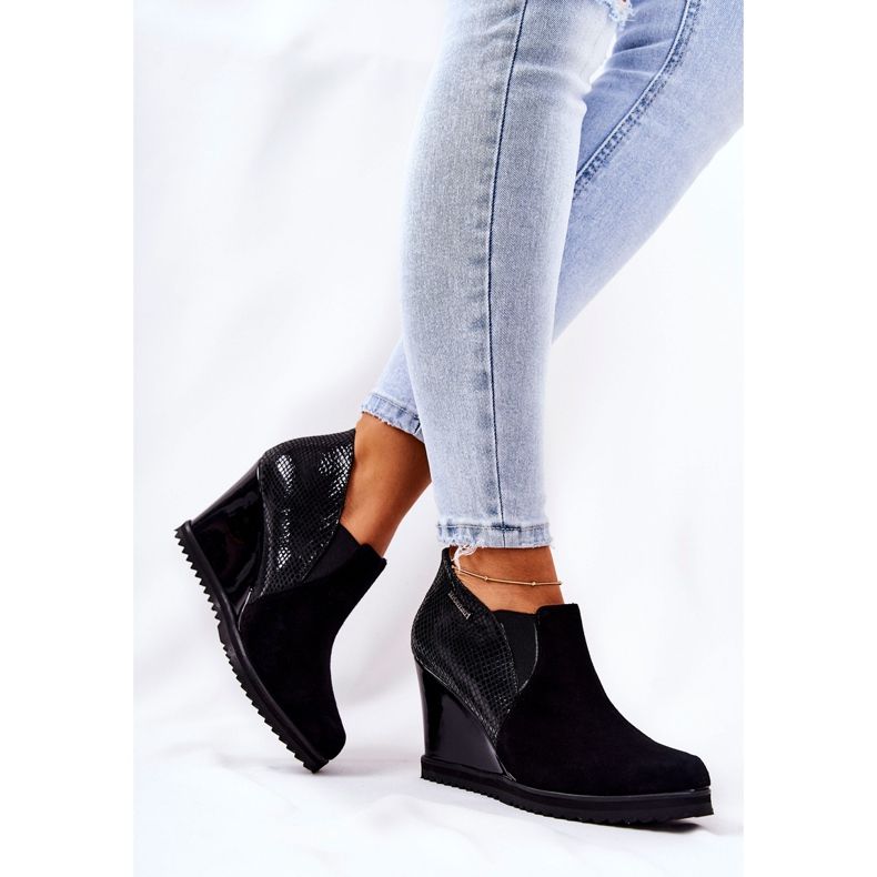 Stiefel mit Keilabsatz Tiermuster Monnari 0990-020 Schwarz 1