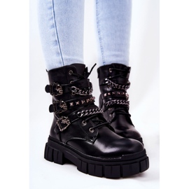 WS1 Stiefel Gebundene Kettenschnalle Schwarz Reiloy 1