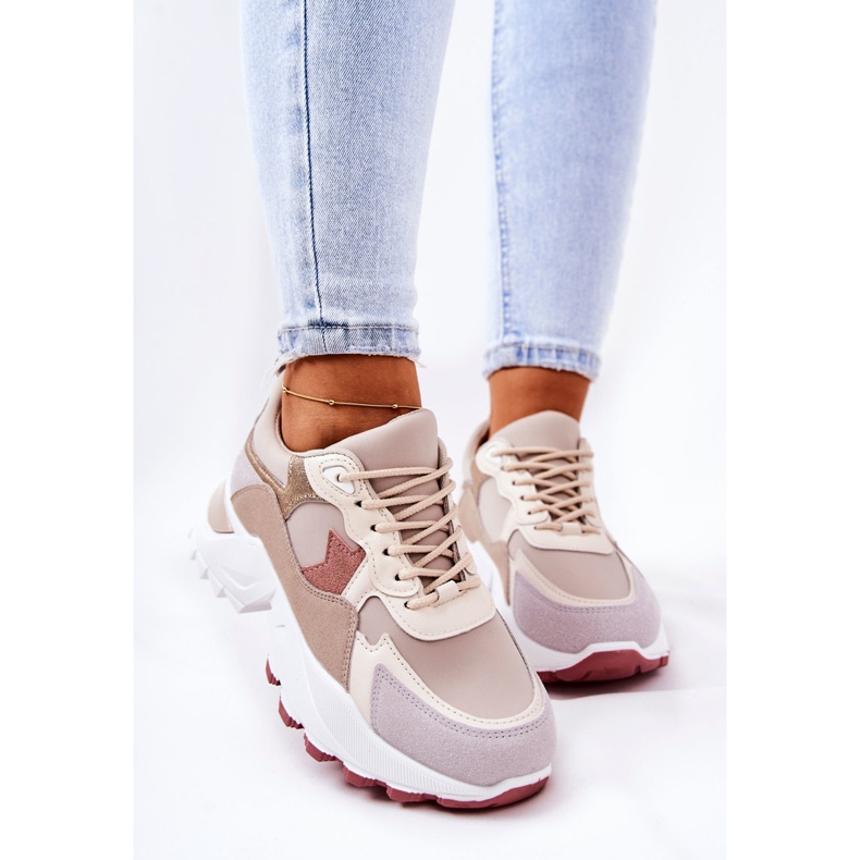 Sportschuhe auf der Beige-Rosa-Berenice-Plattform 1