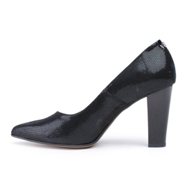 Marco Shoes Schwarze Pumps aus poliertem Fensterleder 1