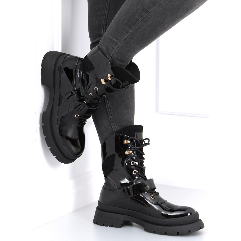 Military lackierte Stiefel von Jens Black schwarz 1