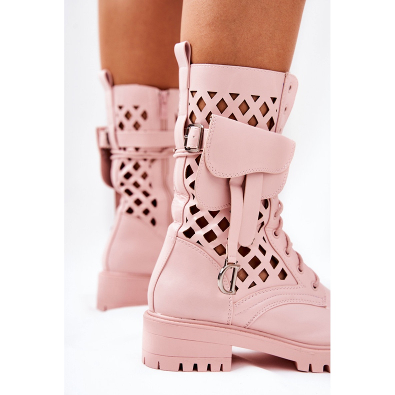 PS1 Durchbrochene Stiefel mit der Niere Pink Rock Star rosa 1