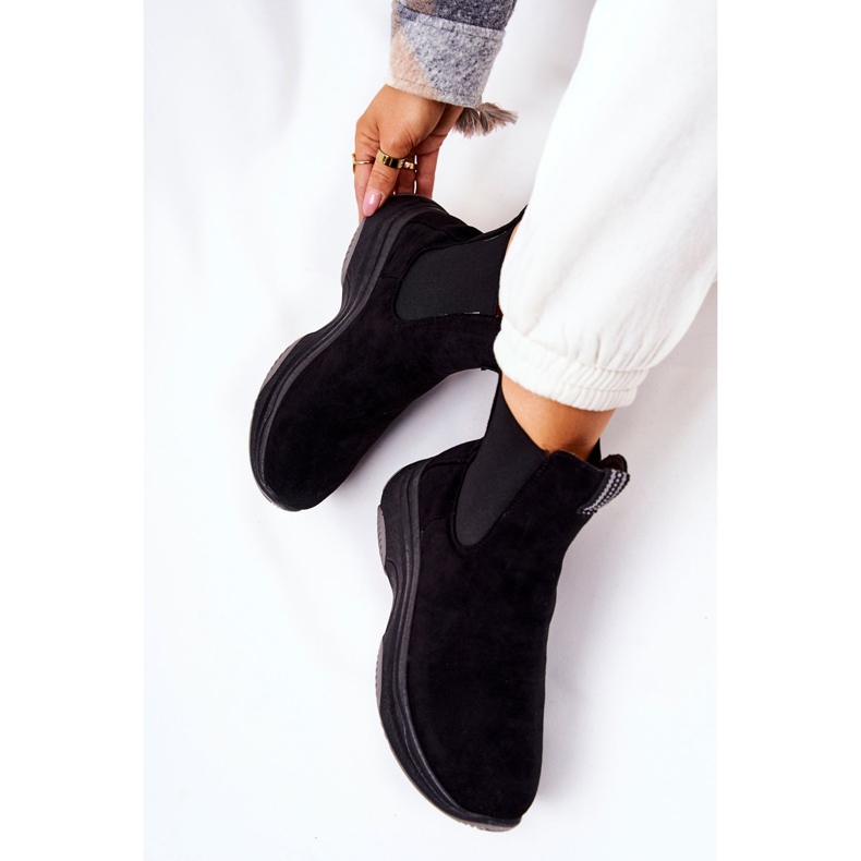 WS1 Schwarze Nicci Wildleder-Plateaustiefel 1