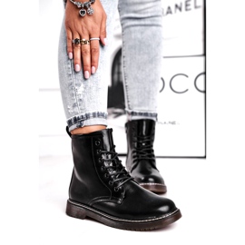 EVE Damen Stiefel Lackierte Trappers Stiefel Schwarz Marita 2