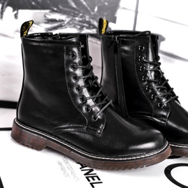 EVE Damen Stiefel Lackierte Trappers Stiefel Schwarz Marita 4