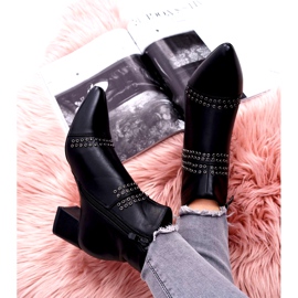 PS1 Damenstiefel mit Absatz in Spitz mit Nieten Schwarz Primma 4