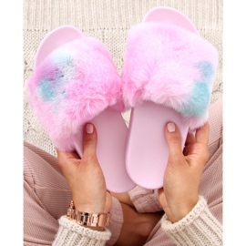 Emy Pink Ombre Pelzhausschuhe lila rosa blau 2