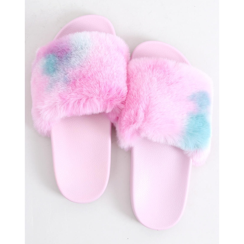 Emy Pink Ombre Pelzhausschuhe lila rosa blau 1