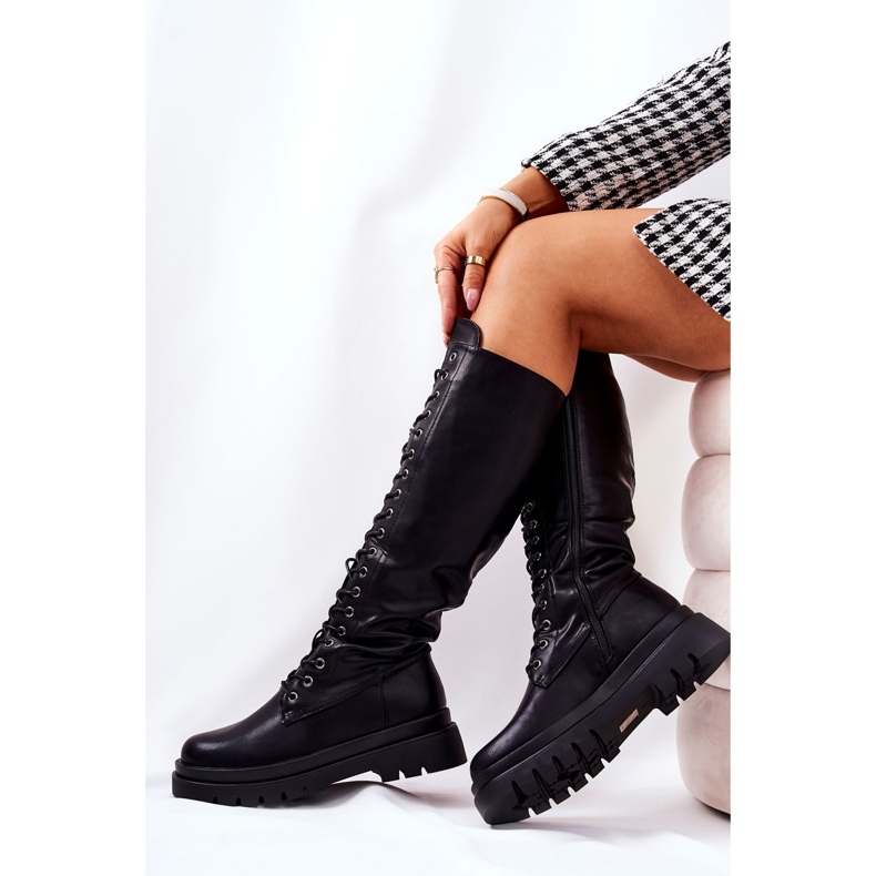 PG2 Hohe warme gebundene schwarze Kannies-Stiefel 1