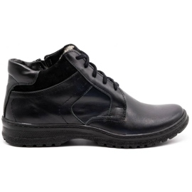 KOMODO Schwarze Herren Winter Lederschuhe 907K 1