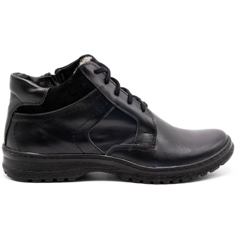 KOMODO Schwarze Herren Winter Lederschuhe 907K 1