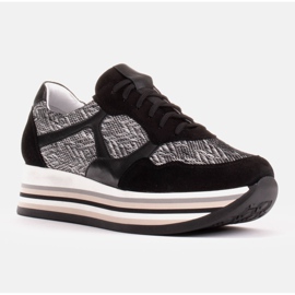 Marco Shoes Sneakers auf dicker Sohle aus Naturleder weiß schwarz 1