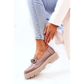 Damen Brogues Loafer Leder Dunkelbeige Laura Messi 2383 1