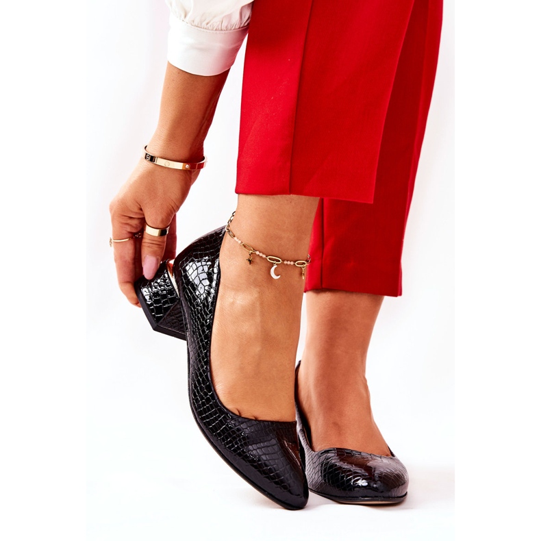 Lewski Shoes Pumps aus Leder mit Schlangenleder Lewski 3118 Schwarz 2