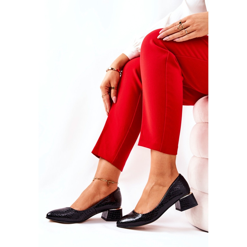 Lewski Shoes Pumps aus Leder mit Schlangenleder Lewski 3118 Schwarz 1