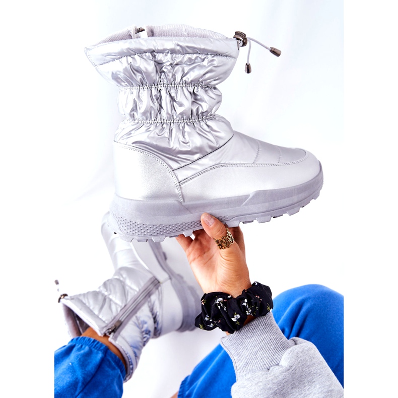 PE1 Damen Silver Starbone Warme Schneestiefel mit Reißverschluss silber- 1