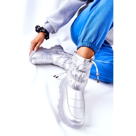 PE1 Damen Silver Starbone Warme Schneestiefel mit Reißverschluss silber- 2