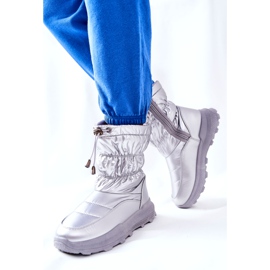 PE1 Damen Silver Starbone Warme Schneestiefel mit Reißverschluss silber- 4