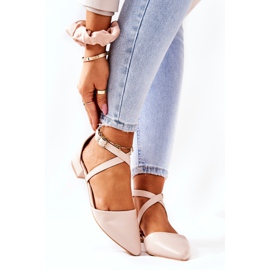 WS1 Lederpumps auf niedrigen Absätzen Beige Giovanna 1