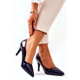 WS1 Klassische lackierte Pumps Stilettos Marineblau Elinne 1