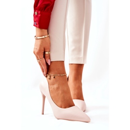WS1 Leder-Stilettos in Spitz Beige Hanne 2