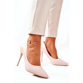 WS1 Leder-Stilettos in Spitz Beige Hanne 1