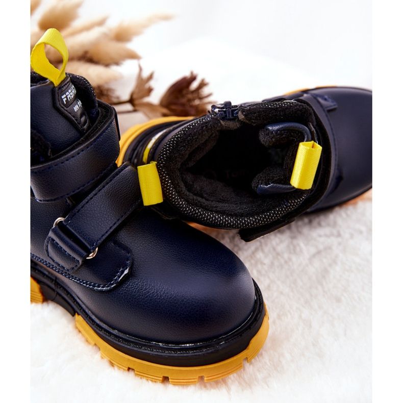 PJ2 Warme Kinderstiefel mit Klettverschluss Marineblau Fruzio 1