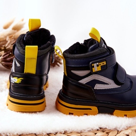 PJ2 Warme Kinderstiefel mit Klettverschluss Marineblau Fruzio 2