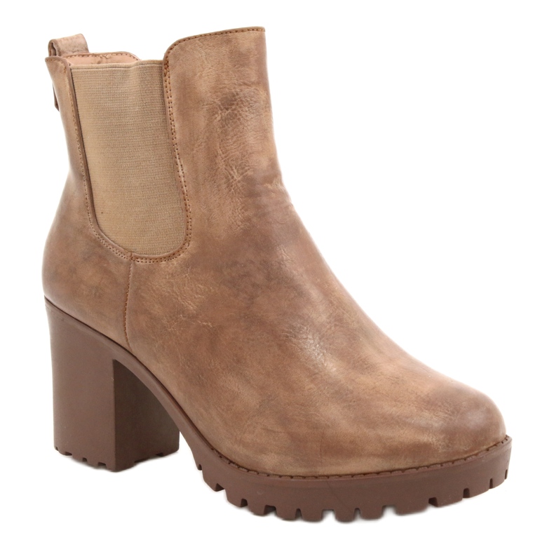 Beige Stiefel am Auger Post braun 1