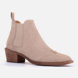 Marco Shoes Chelsea Boots mit hohem Absatz aus natürlichem Wildleder beige 1