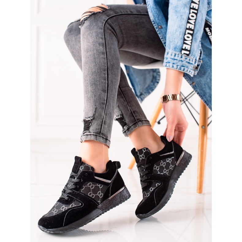 Evento Stylische Sneaker mit Glitzer schwarz 1