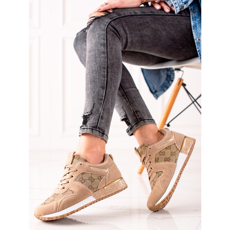 Evento Stylische Sneaker mit Glitzer beige braun 2