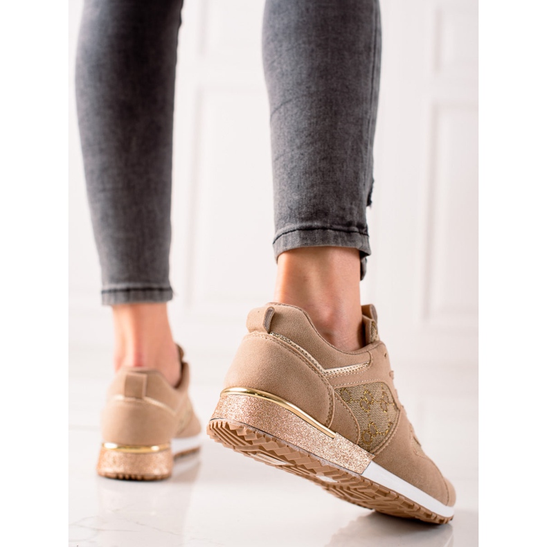 Evento Stylische Sneaker mit Glitzer beige braun 1