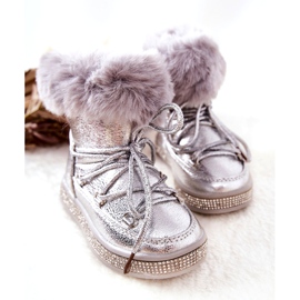 FR1 Kinder-Schneestiefel mit Fell Silver Grandis silber- 1