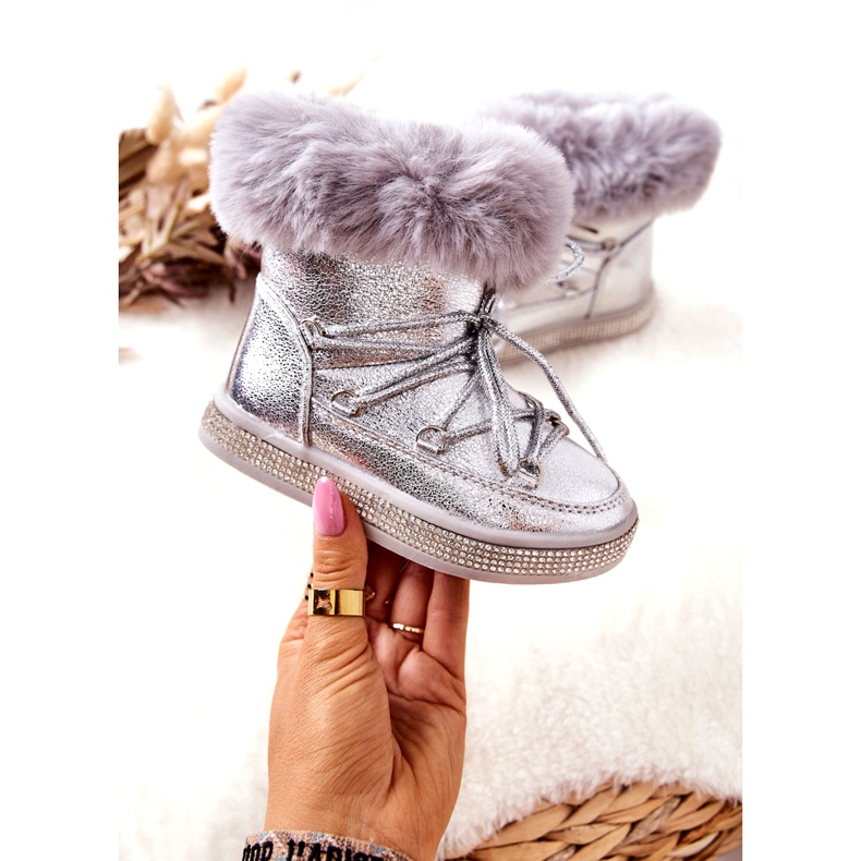 FR1 Kinder-Schneestiefel mit Fell Silver Grandis silber- 3