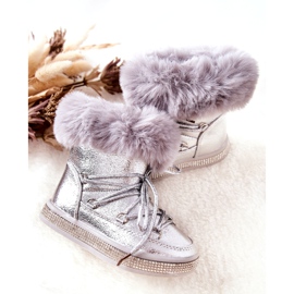 FR1 Kinder-Schneestiefel mit Fell Silver Grandis silber- 4