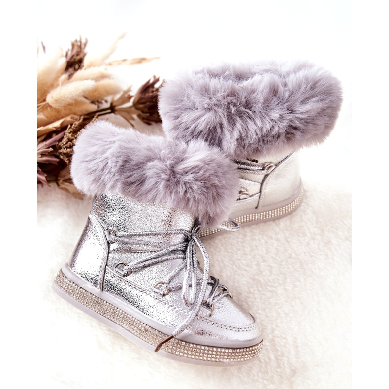 FR1 Kinder-Schneestiefel mit Fell Silver Grandis silber- 4
