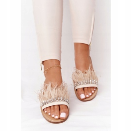 Hausschuhe mit Federn Lu Boo Beige 3